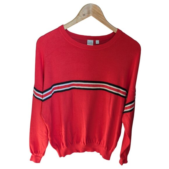 Simons Red Oversized Long Sleeve Sweater with Lined Detail Women Large - Picture 4 of 11